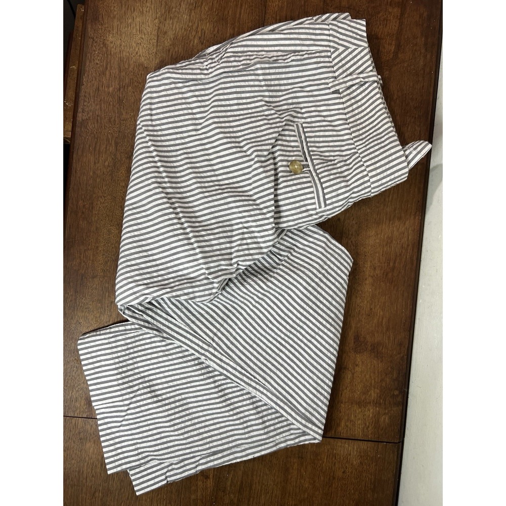Y2k Sz.w2 Merona Striped Cotton Pants Office Home Fashion Grey White Funky